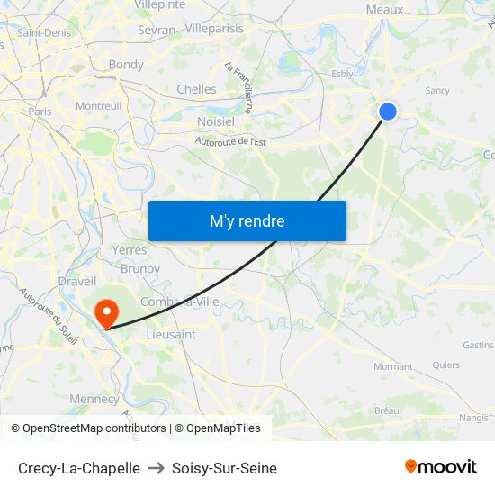 Crecy-La-Chapelle to Soisy-Sur-Seine map