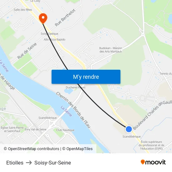Etiolles to Soisy-Sur-Seine map