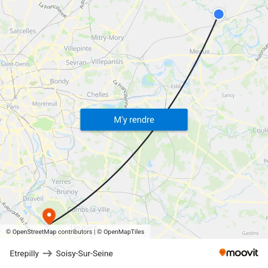 Etrepilly to Soisy-Sur-Seine map