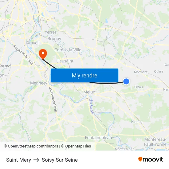 Saint-Mery to Soisy-Sur-Seine map