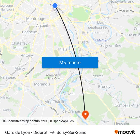 Gare de Lyon - Diderot to Soisy-Sur-Seine map