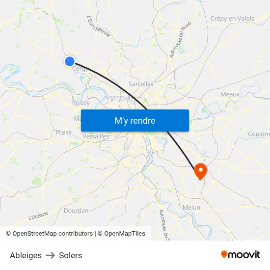 Ableiges to Solers map