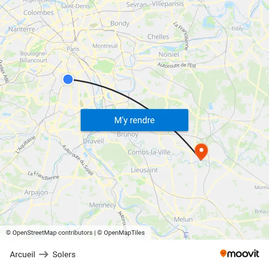 Arcueil to Solers map