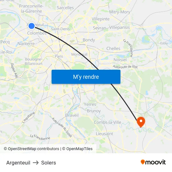 Argenteuil to Solers map