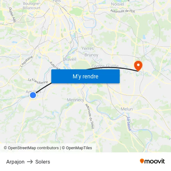 Arpajon to Solers map