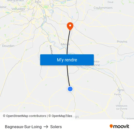 Bagneaux-Sur-Loing to Solers map