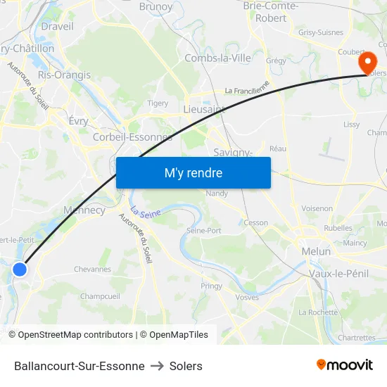 Ballancourt-Sur-Essonne to Solers map