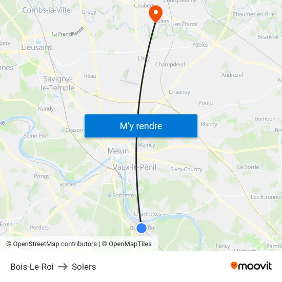 Bois-Le-Roi to Solers map