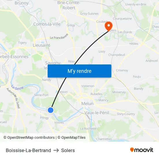 Boissise-La-Bertrand to Solers map