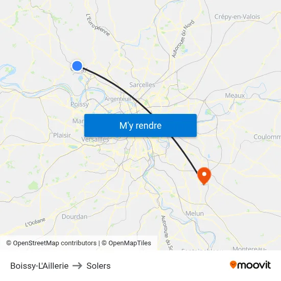 Boissy-L'Aillerie to Solers map