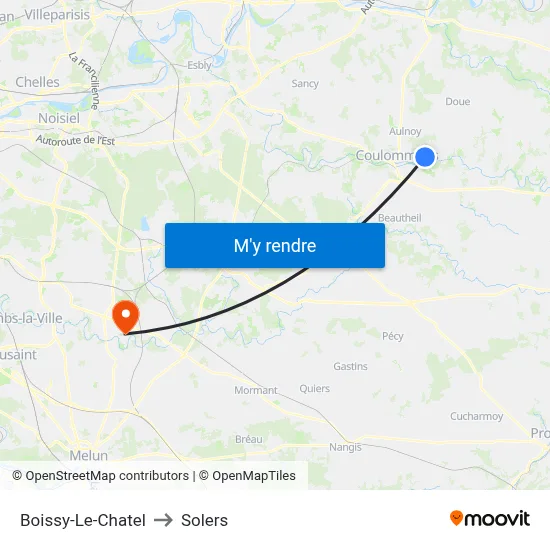 Boissy-Le-Chatel to Solers map