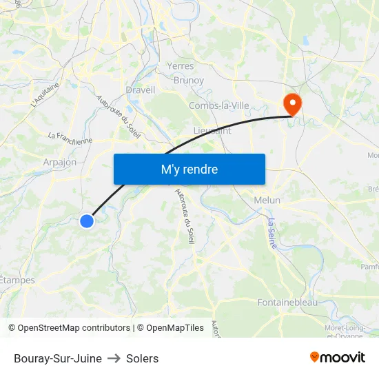 Bouray-Sur-Juine to Solers map