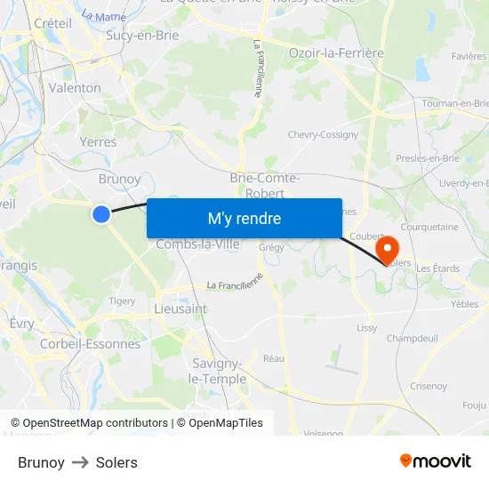 Brunoy to Solers map