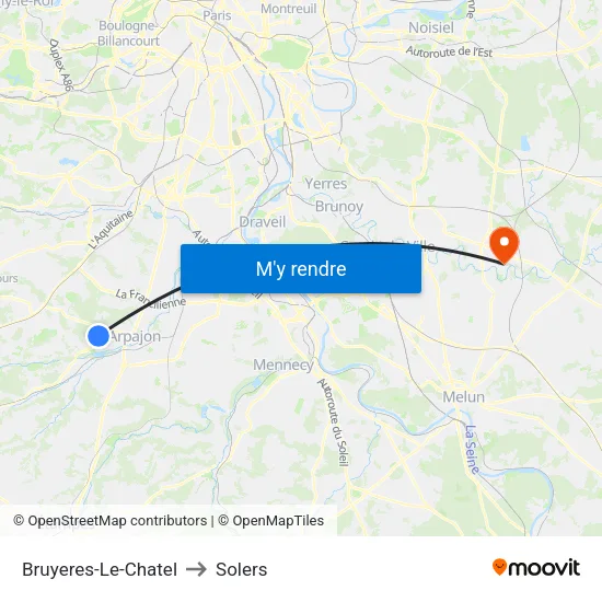 Bruyeres-Le-Chatel to Solers map
