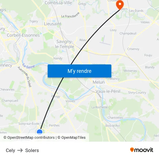 Cely to Solers map