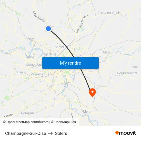 Champagne-Sur-Oise to Solers map