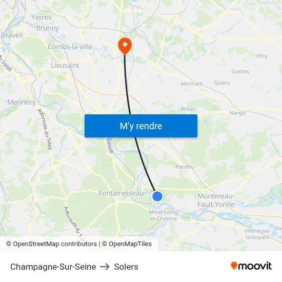 Champagne-Sur-Seine to Solers map
