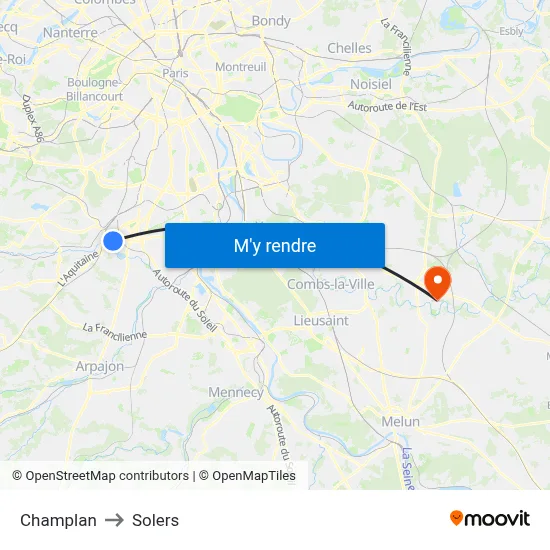 Champlan to Solers map