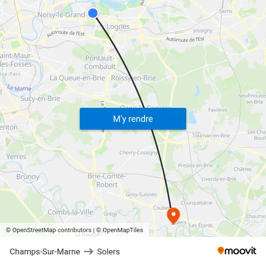 Champs-Sur-Marne to Solers map