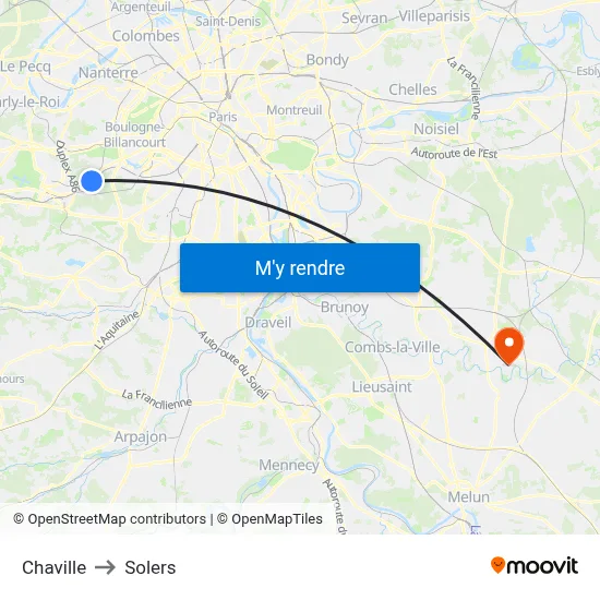 Chaville to Solers map