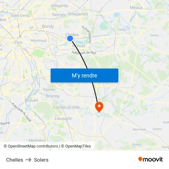 Chelles to Solers map