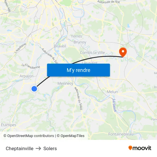 Cheptainville to Solers map