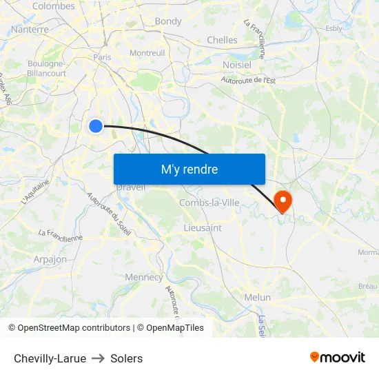 Chevilly-Larue to Solers map