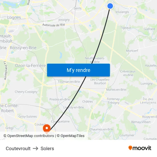 Coutevroult to Solers map