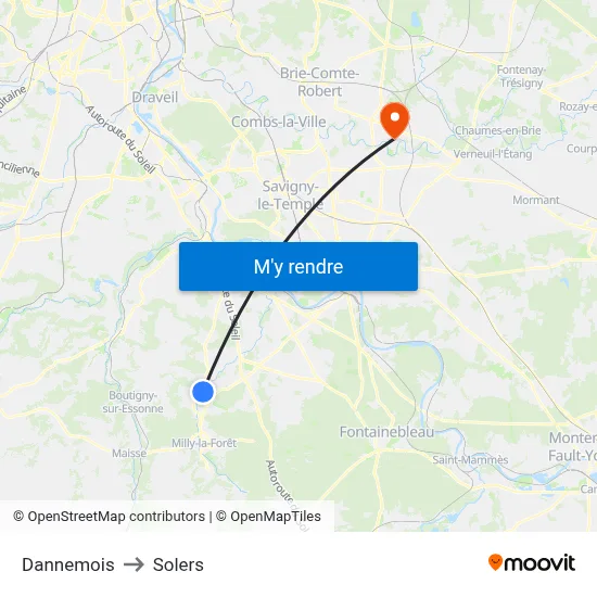 Dannemois to Solers map