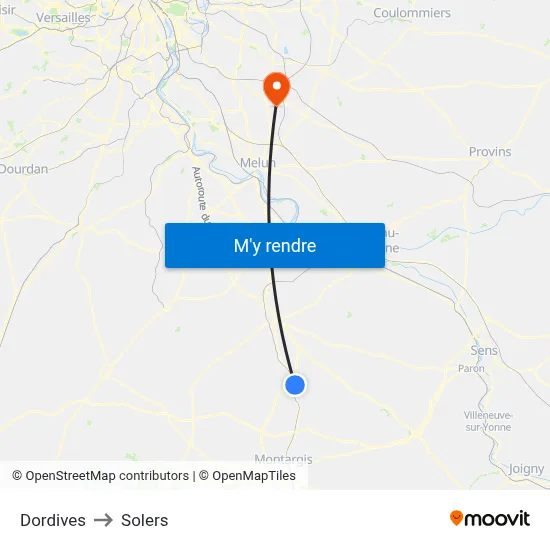 Dordives to Solers map