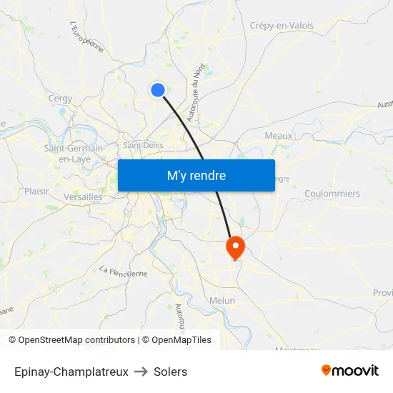 Epinay-Champlatreux to Solers map