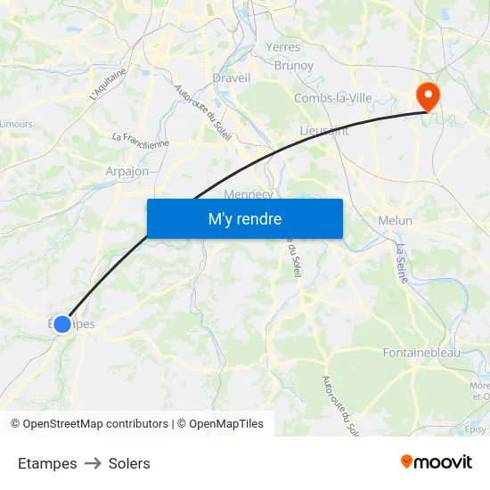 Etampes to Solers map