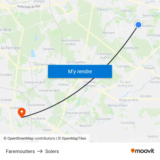 Faremoutiers to Solers map