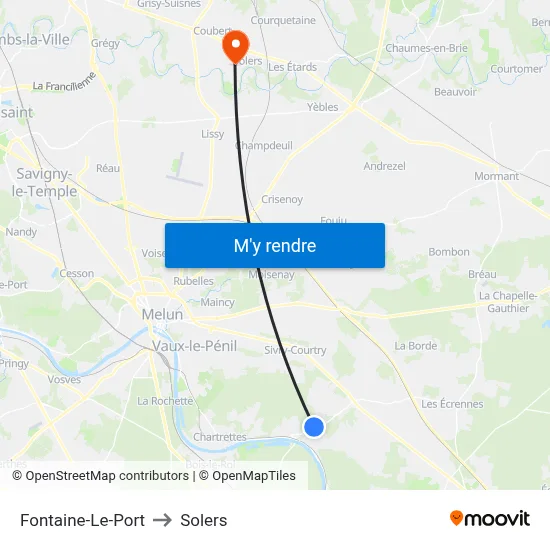 Fontaine-Le-Port to Solers map