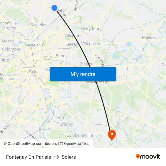 Fontenay-En-Parisis to Solers map