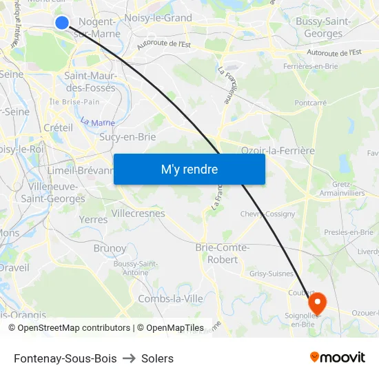 Fontenay-Sous-Bois to Solers map