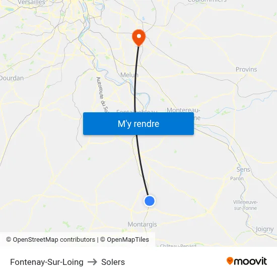 Fontenay-Sur-Loing to Solers map