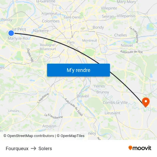Fourqueux to Solers map