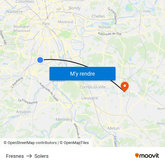 Fresnes to Solers map