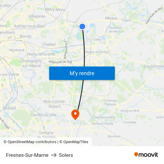 Fresnes-Sur-Marne to Solers map