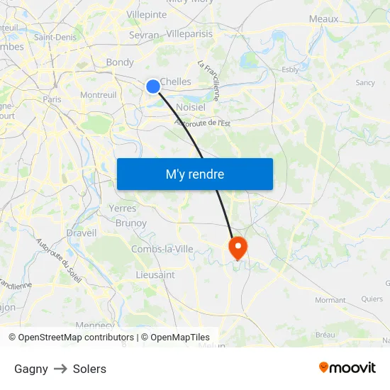 Gagny to Solers map