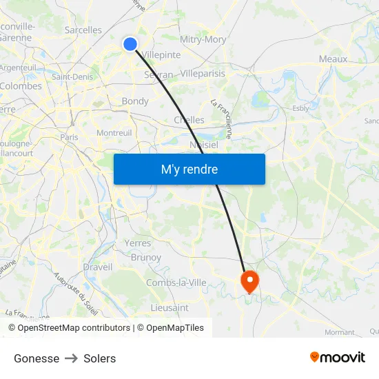 Gonesse to Solers map