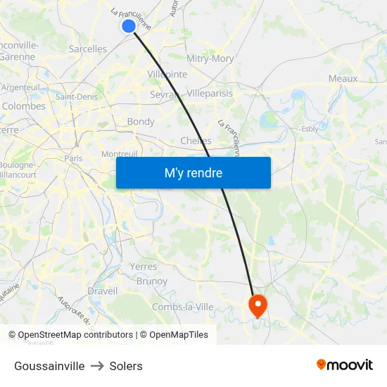 Goussainville to Solers map