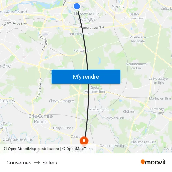 Gouvernes to Solers map