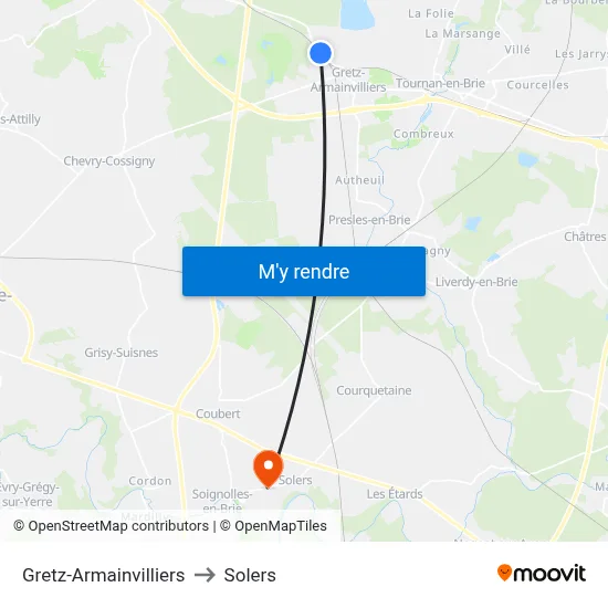 Gretz-Armainvilliers to Solers map