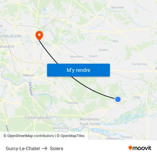 Gurcy-Le-Chatel to Solers map