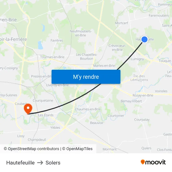 Hautefeuille to Solers map