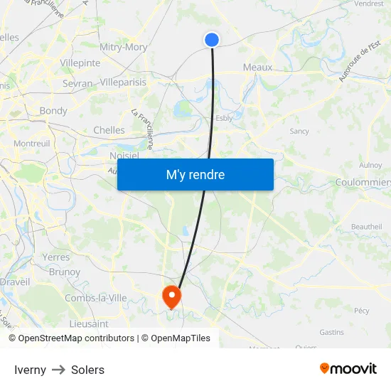Iverny to Solers map