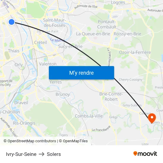 Ivry-Sur-Seine to Solers map
