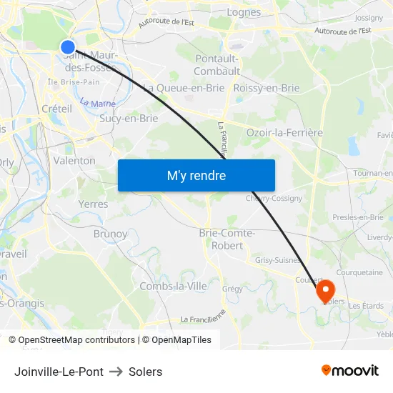 Joinville-Le-Pont to Solers map